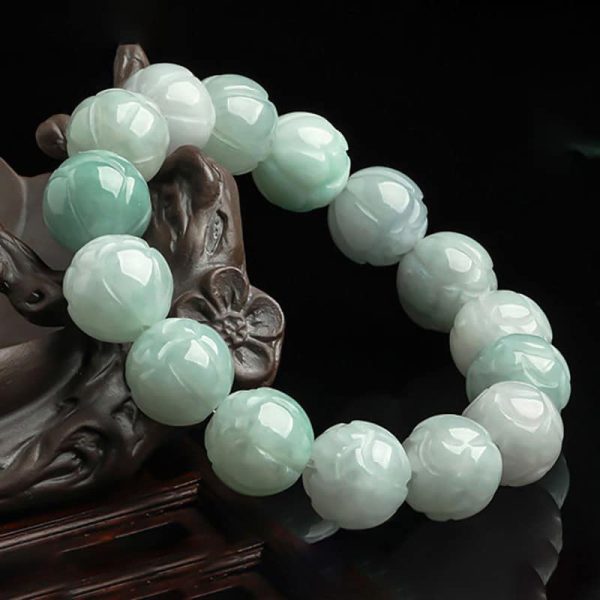 Natural Emerald Lotus Beads Jade Bracelet