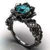 Gun Black Rose Colorful Crystals Zircon Niche Personalized Punk Simple Ring