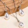 Temperament Water Drop Pearl Necklace Eardrops Suit