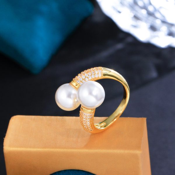 Women's Simple Double Open-end Pearl Ring