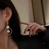 Fashion Simple Long Pearl Circle Earrings