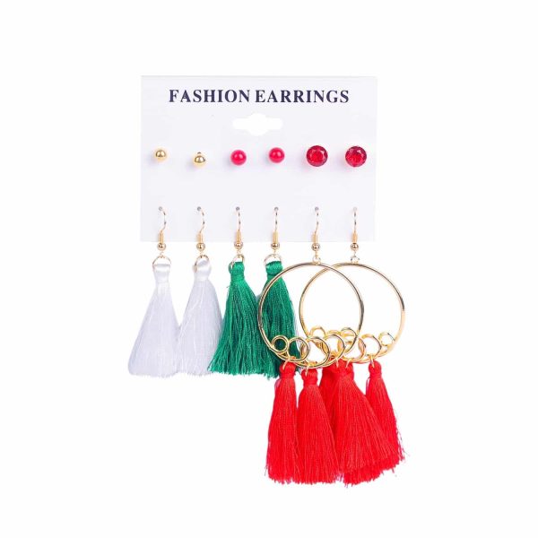 Christmas 6 Pairs Of Christmas Earrings Set Combination