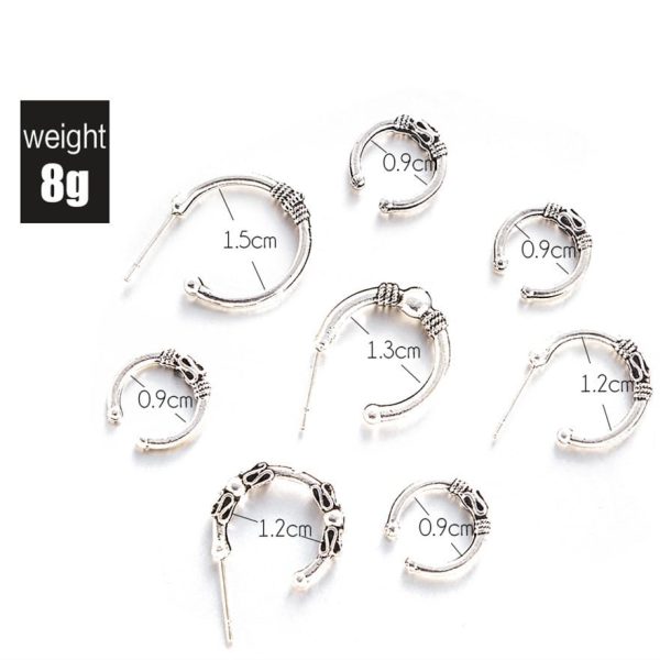 Boho Fashion Creative C-shaped Stud Earrings Set