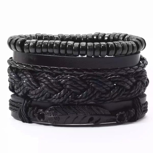 Four-piece Card Africa Map Woven Bracelet Leather