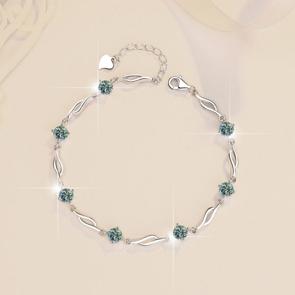 S925 Fashion Colorful Moissanite Sterling Silver Bracelet