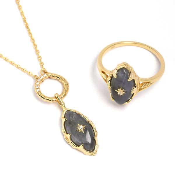 Silver Gilded Stone Women's Ring