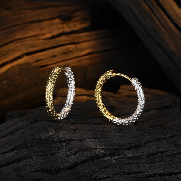 S925 Silver Irregular Texture Circle Ear Clip