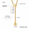 Female Date Titanium Steel Round Bead Tassel Pendant Necklace
