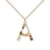 English Letter Necklace Female Colorful Crystals Gem S925 Pure