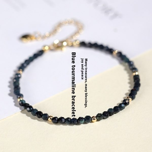 3mm Blue Tourmaline Cut Beaded Bracelet