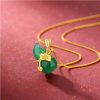Lotus Leaf Gourd Necklace Silver National Style High-grade Natural Chalcedony