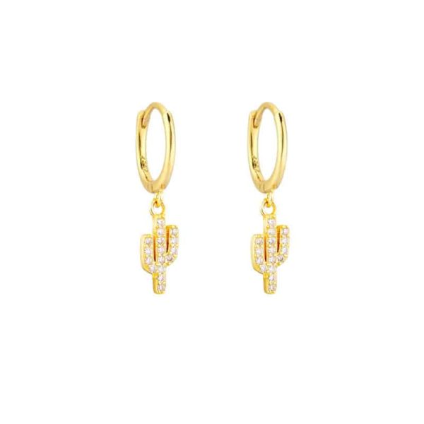 Women's Fashion Diamond Cactus Drop Earrings