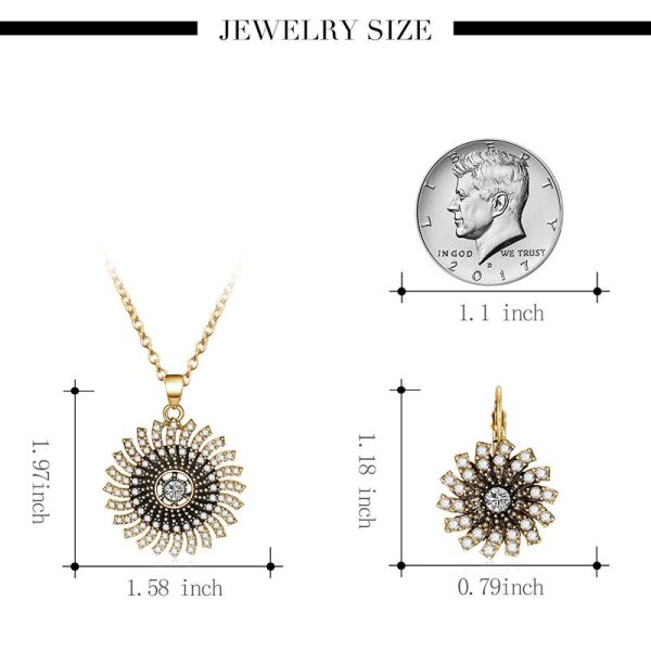 Sun Necklace Earrings Jewelry Set