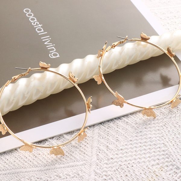 Exaggerated Frosted Butterfly Circle Earrings Street Shooting Super Fairy Stereo