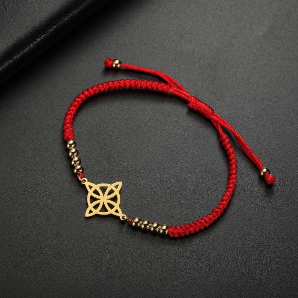 Stainless Steel Bracelet Simple And Adjustable Red Rope Bracelet