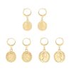 Set Of 3 Earrin Leaf Shape Earrings Coins Embossed
