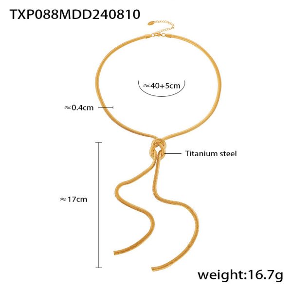 Gold Knotted Tassel Snake Chain Long Necklace