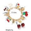 Cherry Alloy Peach Heart Bow Pendant Adjustable Bracelet