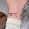Summer Dopamine Zircon Four-leaf Clover Bracelet Female Korean Style Light Luxury High-grade Sentong Qin Net Red Student Flower Bracelet