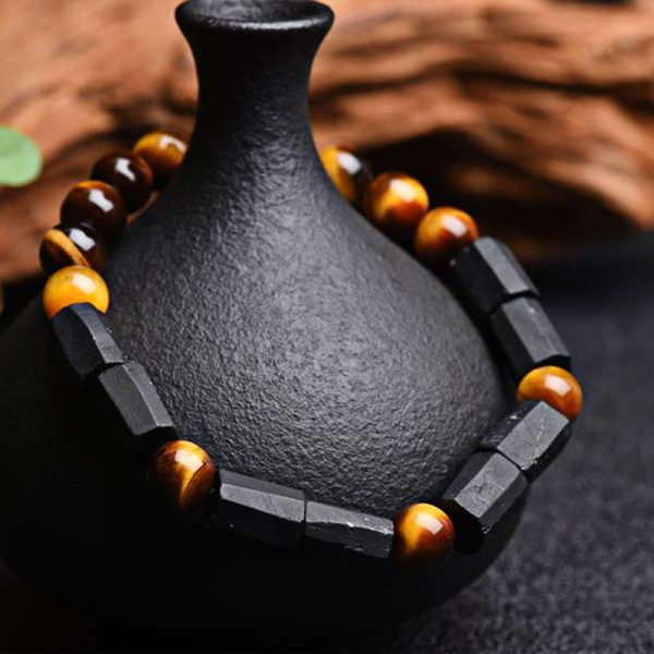Natural Obsidian Single Ring Bracelet Fashion Simple