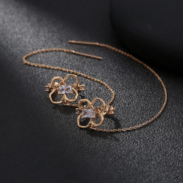 Cross Border Jewelry Wholesale Niche Design Earrings Female Fashion European And American Butterfly Copper Micro Set Zircon Long Tassel Ear Line
