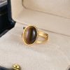 Natural Cut Stone Ring Men And Women Couple Fashion