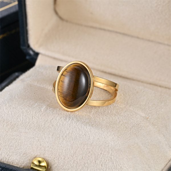 Natural Cut Stone Ring Men And Women Couple Fashion