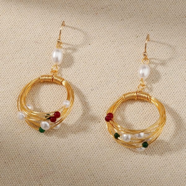 Hand-wrapped natural stone earrings