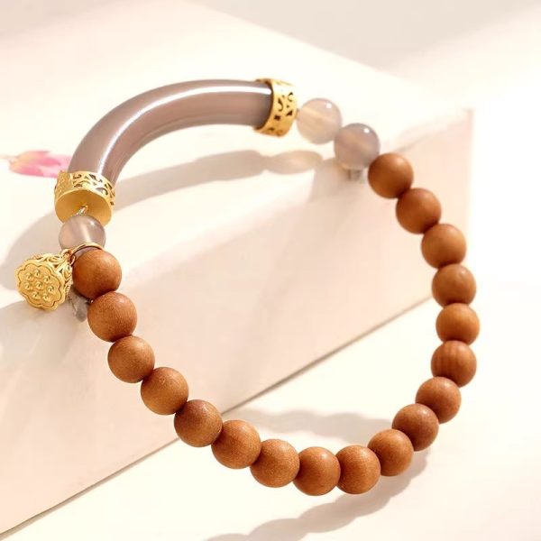 Sandalwood Smoke Purple Agate Double Bracelet