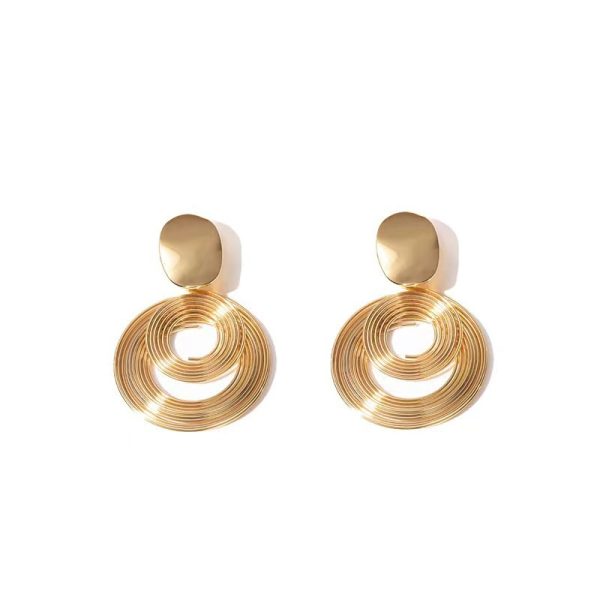 Retro Exaggerated Multi-circle Winding Personality Fashion Titanium Steel Earrings