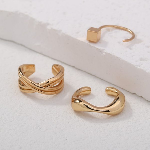 Metal Type C Ear Bone Clip No Ear Hole Ear Hang Female Temperament Hip-hop Minority Cool Wind Earring Set Decoration