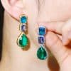 Glass Stone Inlaid Zircon Earrings