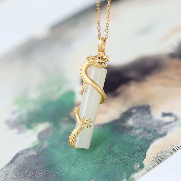 Hetian Jade Prosperity Brought By The Dragon And The Phoenix Pendant