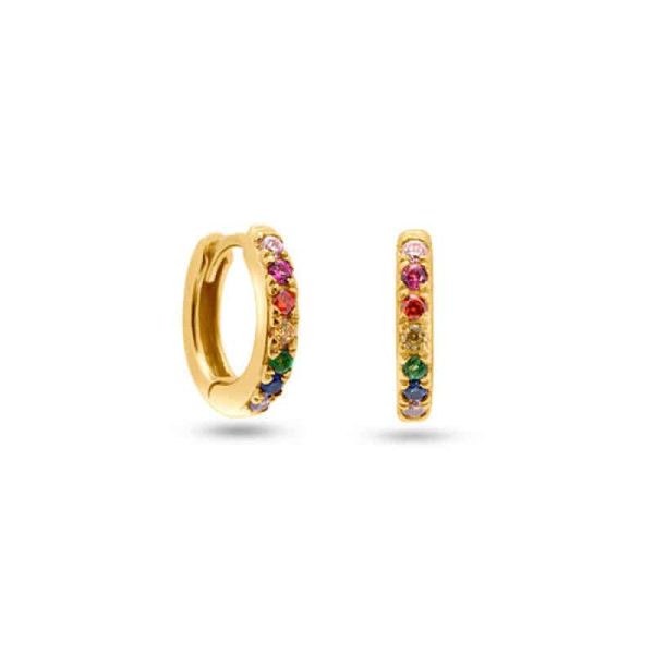 European And American Ins Round Micro-set Color Zircon Ear Buckle