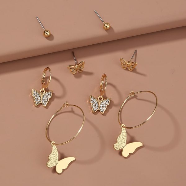 Diamond-studded Temperament Exquisite Butterfly Set Earrings