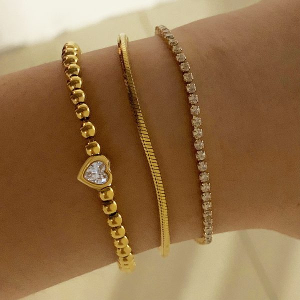 Women's European And American Twin Beaded Heart Bracelet