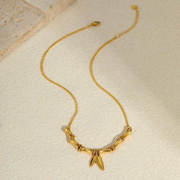 Women's Versatile Light Luxury Bamboo Knot Bamboo Leaf Necklace