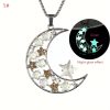 Luminous Big Moon Crescent Moon Pendant Necklace