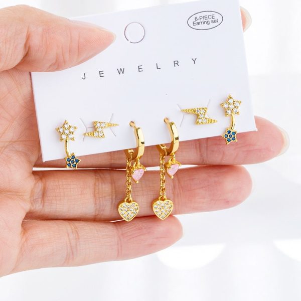 Lightning Current Su Star Earrings Simple And Exquisite 6 Piece Set