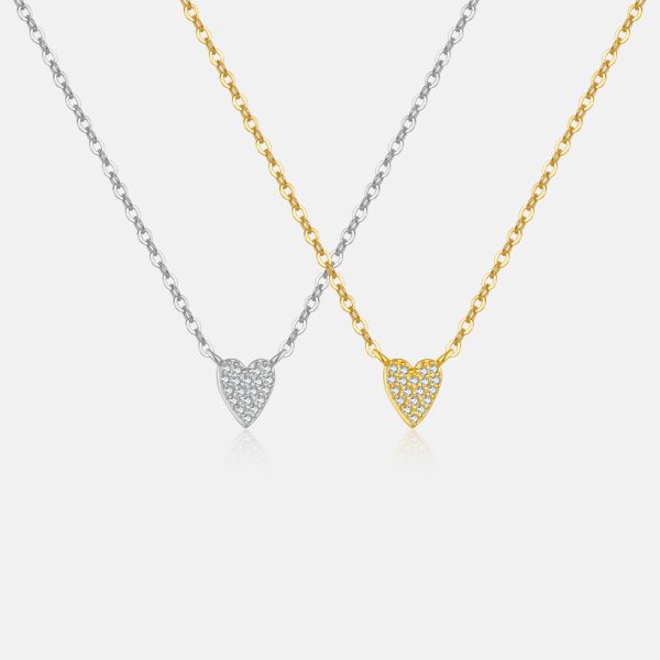 S925 Loving Heart In Sterling Silver Diamond Heart-shaped Pendant Necklace