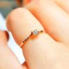 OL Minimalist Zircon Women's Ring Copper Plated White Gold