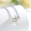 Pink Crystal Necklace Women's Sterling Silver Lotus