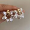 Irregular Pearl Circle Design Gold-plated Earrings For Women