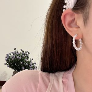 Ear Ring Circle Broken Silver Needle Retro Stud Earrings