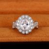 Full Diamond Copper Plating Round Zircon Ring For Women