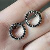 Earrings Temperament Hollowed Out Circle Zircon Full Of Drill Ear Studs