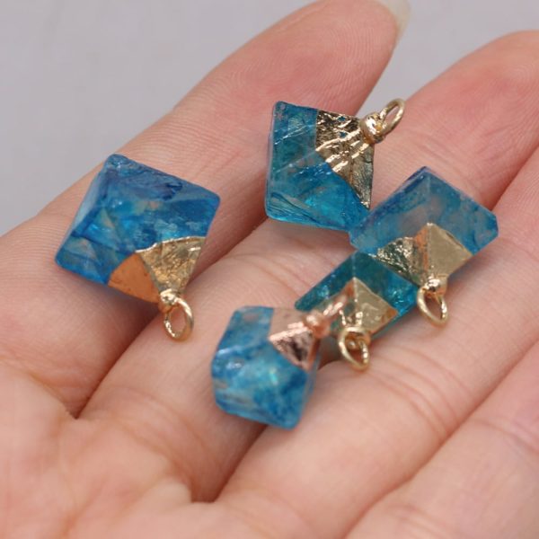 Natural Stone Semi-precious Stone Square Pyramid Crystal Pendant