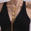 Stainless Steel Glossy Heart Pull-out Long Necklace