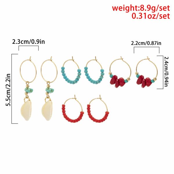 Shell Multi-element Set Beaded Earrings   Personality