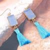Short tassel earrings natural stone